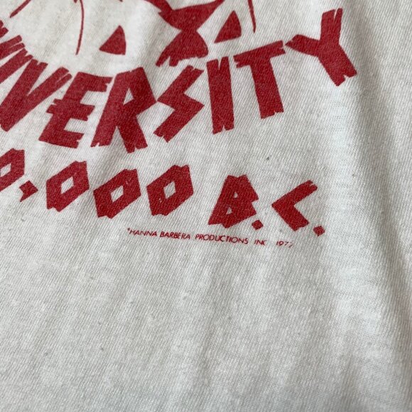 1970s Flintstones Bedrock City University Graphic Tee M - Picture 3 of 5